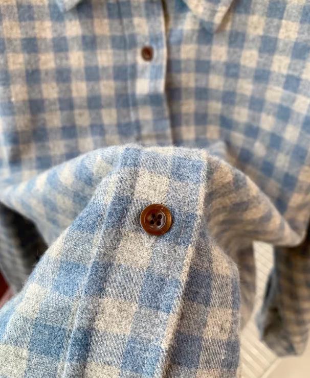 Blue Plaid Heart Embroidered Thick Cotton Long Sleeve Shirt - New Winter Arrival