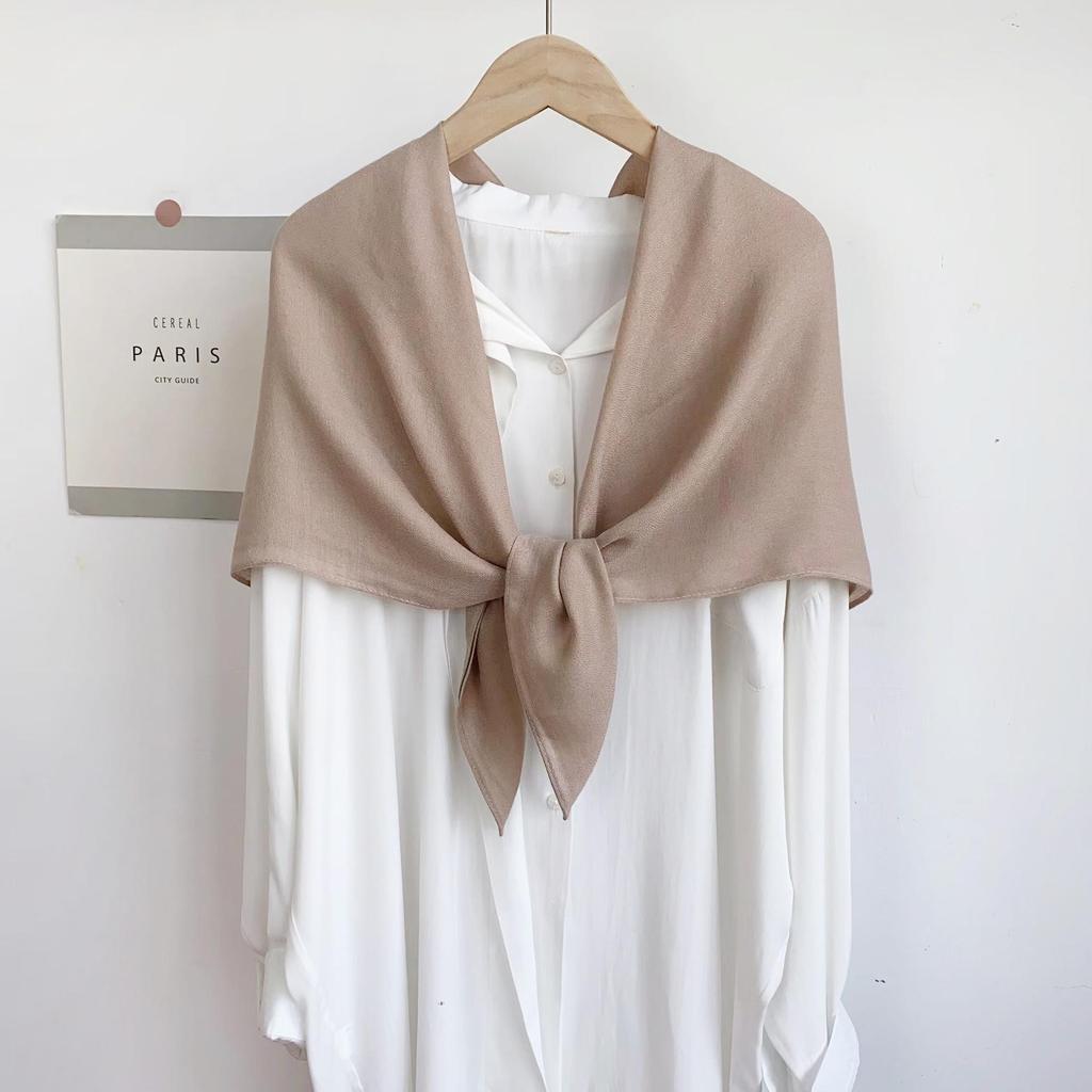 Ethnic Style Solid Color Silk and Cotton-Linen Scarf for Women - Versatile Summer Shawl for Air-Conditioned Rooms