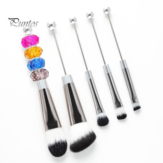 5 шт./компл. набор кистей для макияжа, сделай сам, металлическая ручка, бисер, тонкая мягкая щетина, натуральные нежные кисти с эффектом макияжа