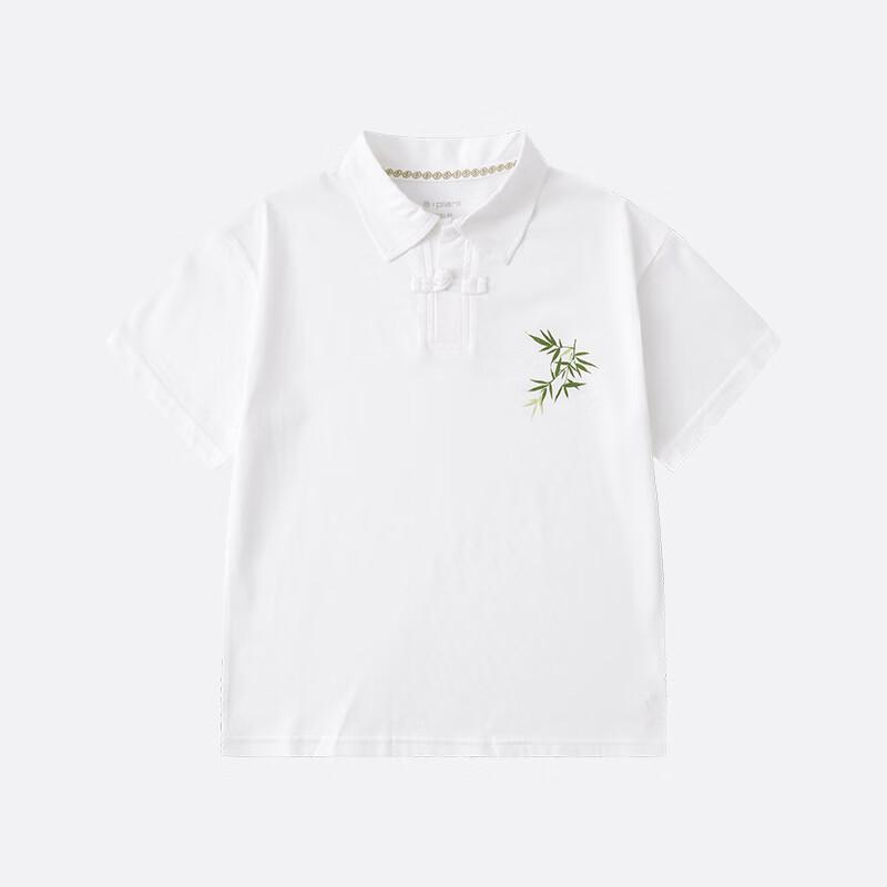Zhimi Boys' 5A Antibacterial Pure Cotton Polo T-Shirt New Chinese Style Bamboo Print