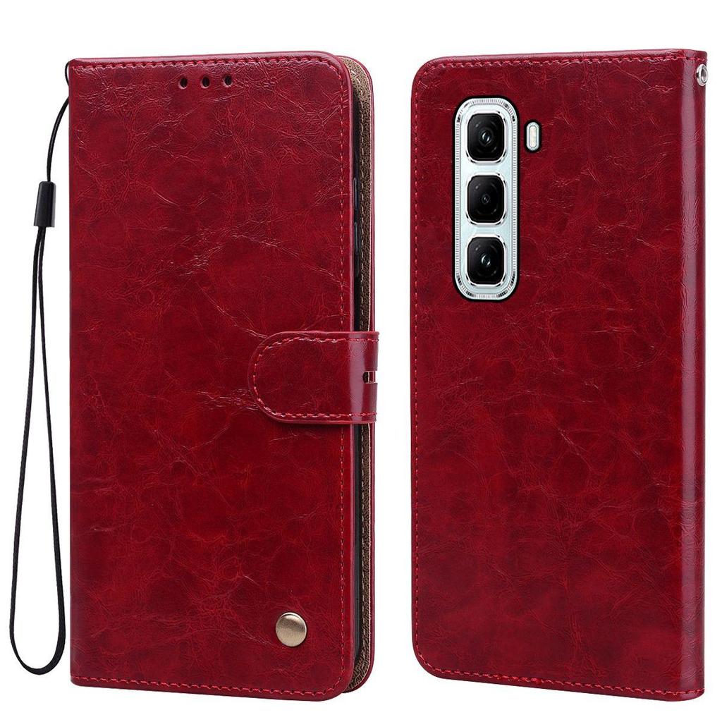Винтажный чехол-бумажник с текстурой Crazy Horse из ПУ-кожи для infinix HOT 60 5G, 60i, 60 Pro, 60 Pro+, 50 5G 4G, 50 Pro+ с держателем для карт и подставкой