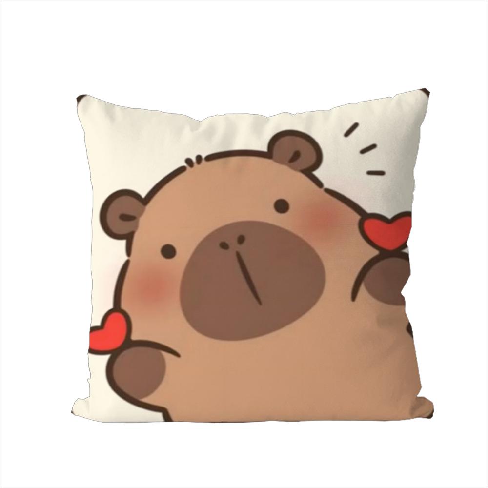 Cute Capybara Pillow Case For Car Sofa Decorative Home Doublesided Print Plush Square Throw Pillow Cushion Cover