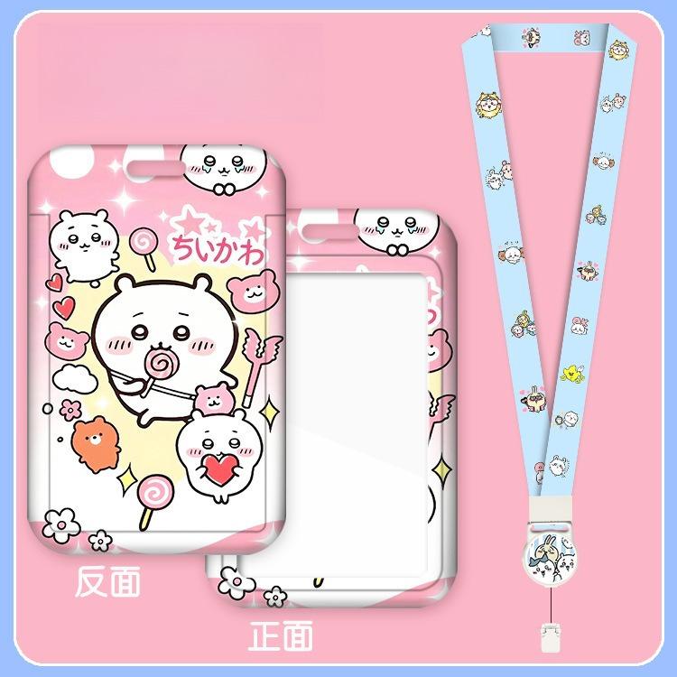 Chiikawa Cute Ins Style Lanyard Card Student Usagi Hachiware Cute Card Bus Card Holder Certificate Lanyard Cartoon Keychain Gift