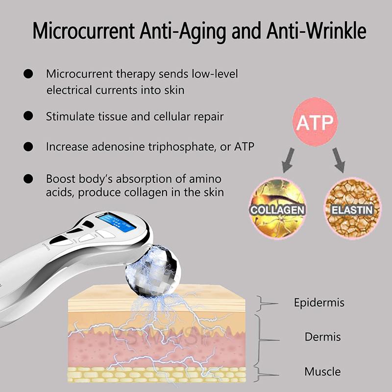 4D микротоковый массажер для лица, электрический ролик для подтяжки лица, руки, ноги, массажер для борьбы со старением, морщинами, V-образный массаж лица