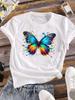 (Asian Size) Clothing Casual Print Lady Women Tee Top Flower Butterfly Trend 90s Fashion Short Sleeve T Shirt Female Graphic T-shirts
