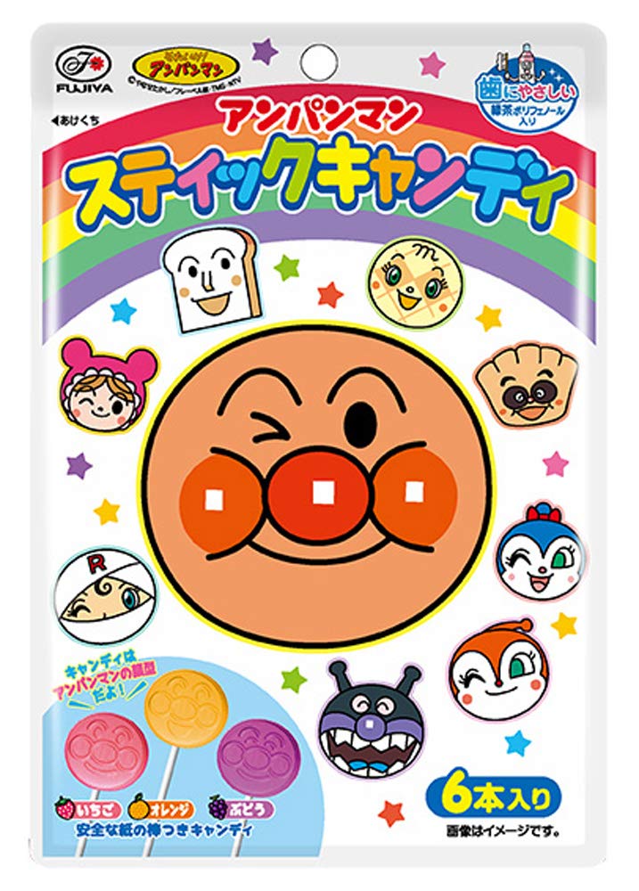 Fujiya Anpanman Stick Candy 6 Pieces X 12 Bags