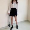 Женская серо-черная юбка А-силуэта с высокой посадкой - Приталенная, Защищающая от просвечивания, Летняя юбка, облегающая бедра