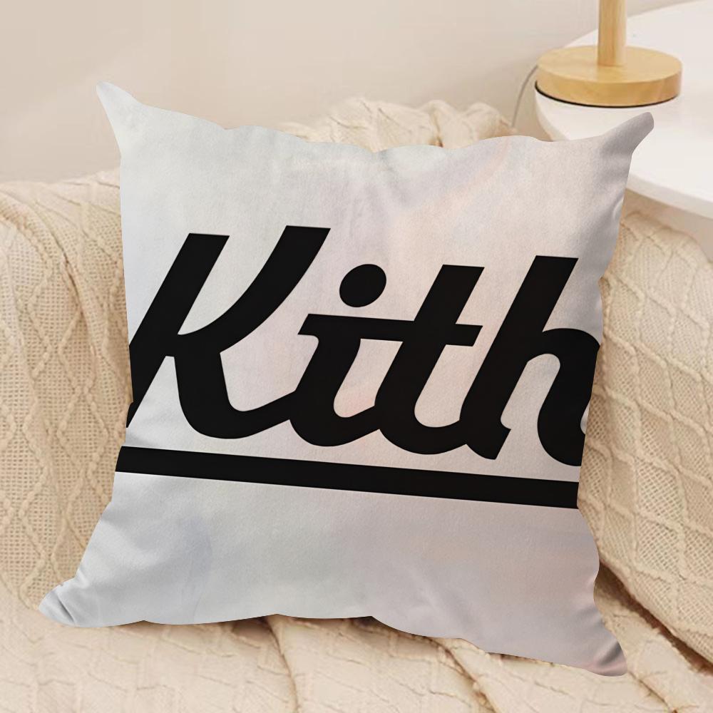 Classic Logo KKITH Cushion Cover Short plush Doublesided Print Square Throw Pillow Covers Sofa Home Cushion Decor