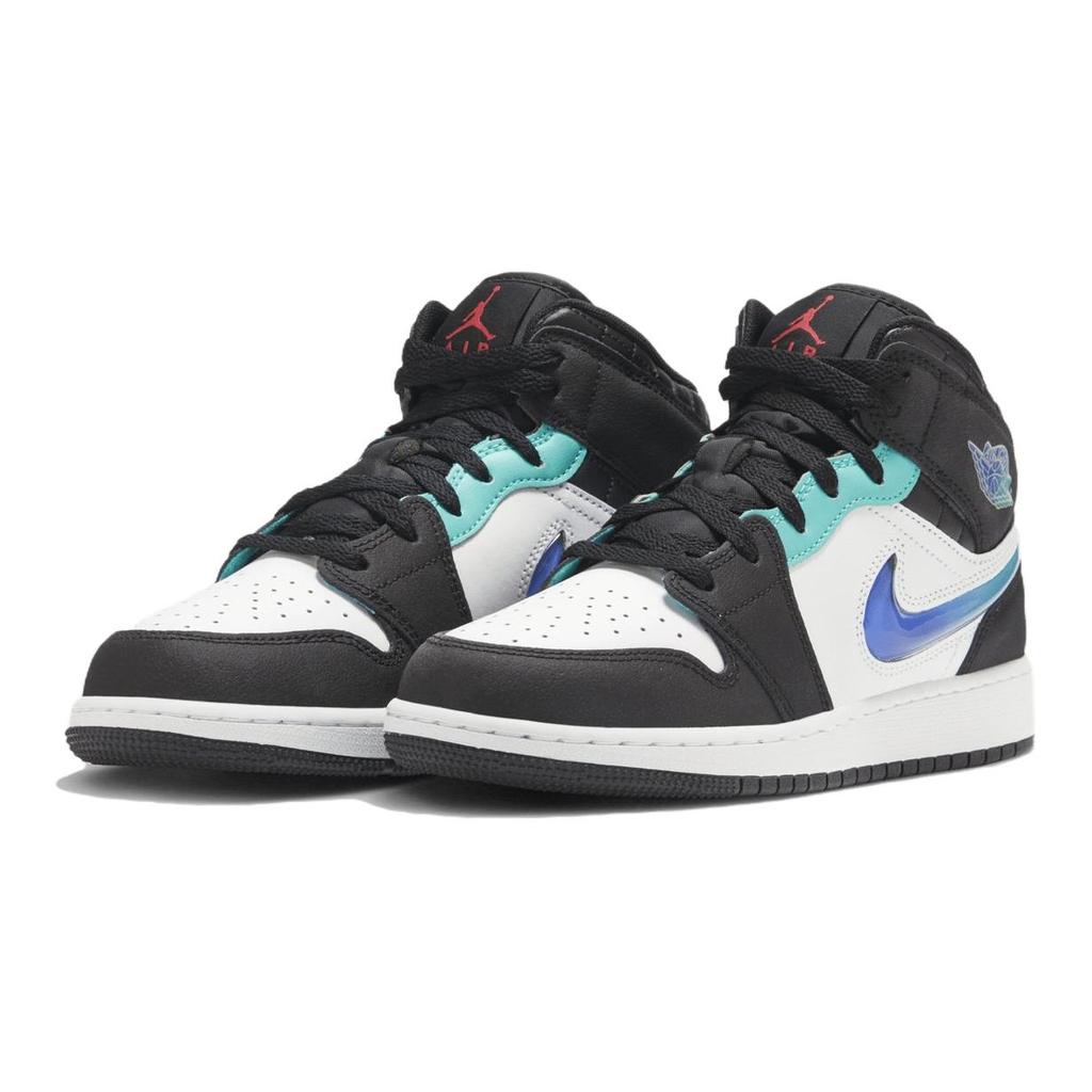 Air Jordan 1 Mid SE GS Черный Белый Гипер Жаде Сиреневый Красный FQ8095-001