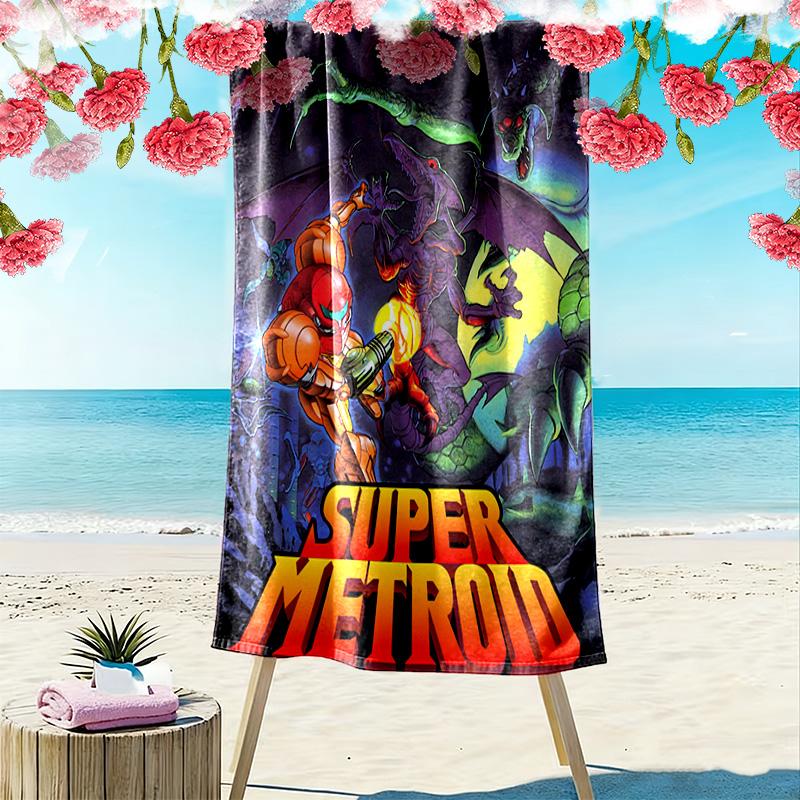 Super Metroid 2D Flat Print Beach Towel, Large Soft Quick Dry Towel for Beach Camping SwimmingSSTJ0917177