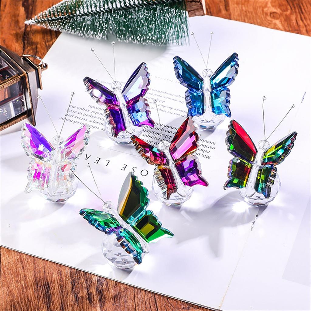Crystal Flying Butterfly With Crystal Ball Base Statue Collection Cut Butterfly Animal Decoration Suitable For Desk, Home, Bedroom