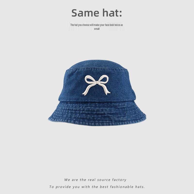 Женская ретро джинсовая шляпа-панама в японском стиле 2025 - Большая защита от солнца, Потертый дизайн, Летняя защита от солнца