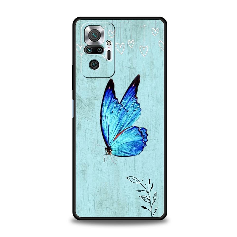 Butterfly Luxury Phone Case For Xiaomi Redmi Note 12 11 10 Pro Plus 9S 9 8 7 9T 8T 9C 9A 5G K40 Gaming Soft Silicone Cover