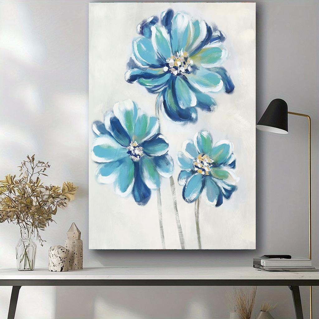 Картина на холсте для гостиной, фермерский дом, винтажные синие цветы, настенный декор для спальни, ванной комнаты, печать на холсте