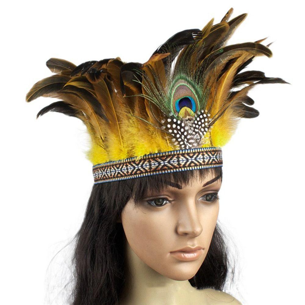Peacock Costume Decorative Headdress With Strap Indian Headband New Hair Band Halloween