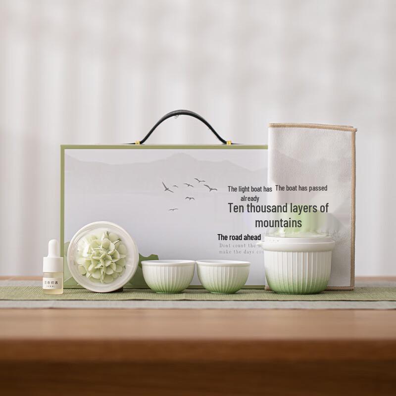 Artisan Ceramic Mountain & Boat Aroma Diffuser Gift Set