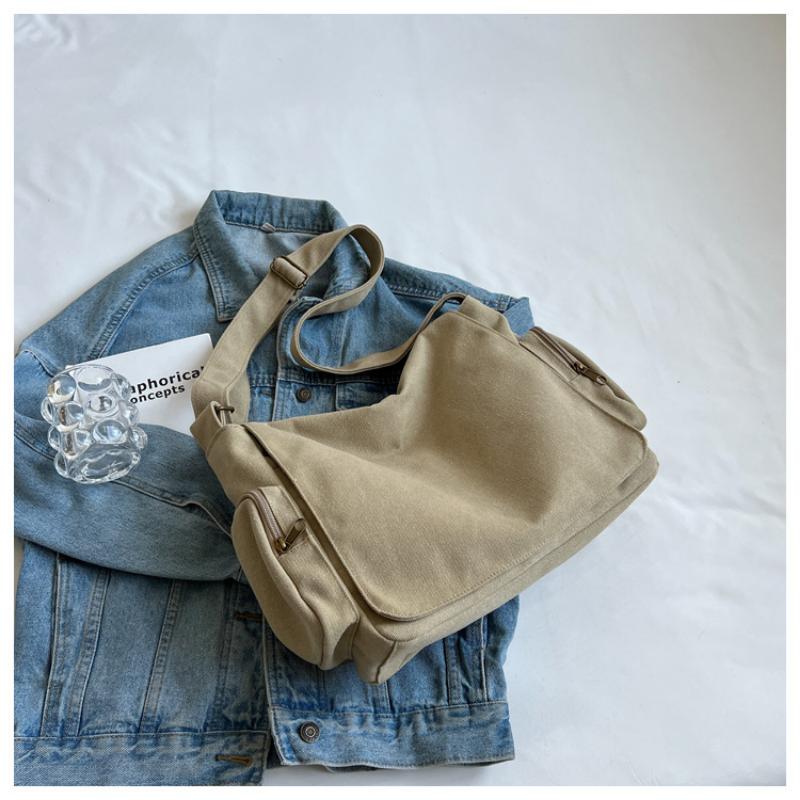 Моющаяся парусиновая сумка почтальона, винтажная мотоциклетная сумка через плечо, большая вместительная студенческая сумка на плечо, тканевая сумка