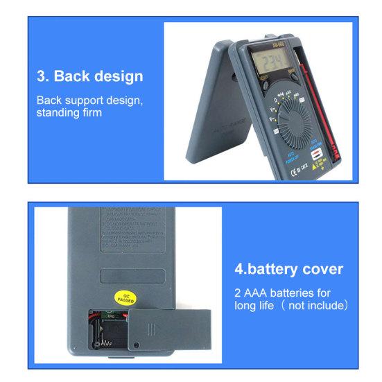 XB866 Portable Mini Digital LCD Multimeter Auto Range DC AC Volt Ohm Tester