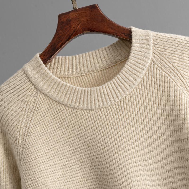 QICED Зимний теплый вязаный комплект для женщин, свободный свитер с длинным рукавом и круглым вырезом, модные брюки палаццо, комплект из двух предметов для женщин