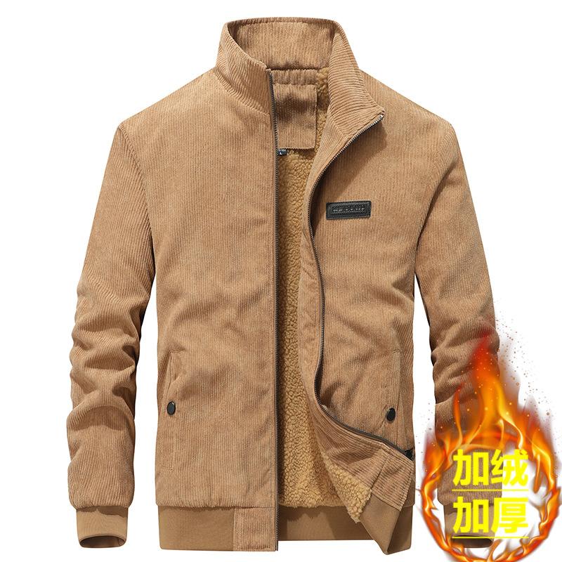 Men S Thick Corduroy Stand Collar Casual Winter Jacket