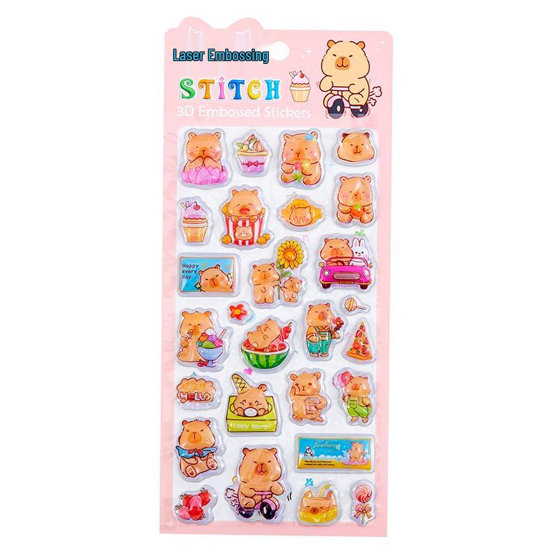 3D Кристаллическая наклейка с лазерной тиснёной капибарой для детского DIY-декора