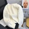 Корейский простой трикотажный свитер с круглым вырезом, однобортный, из искусственного норкового бархата, повседневный, свободный, мягкий кардиган на жемчужных пуговицах для женщин