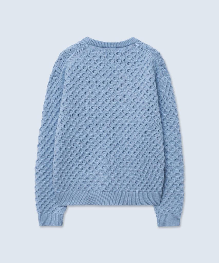 INTEMPOMOOD Croffle Round Neck Knit_Sky Blue