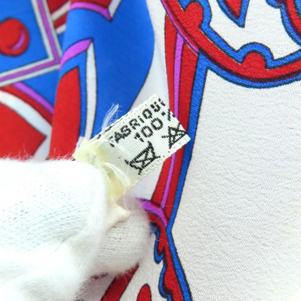 Great HERMES Scarf Paisley Motif All-over Print Stole Shawl Ivory Red Blue Silk Used