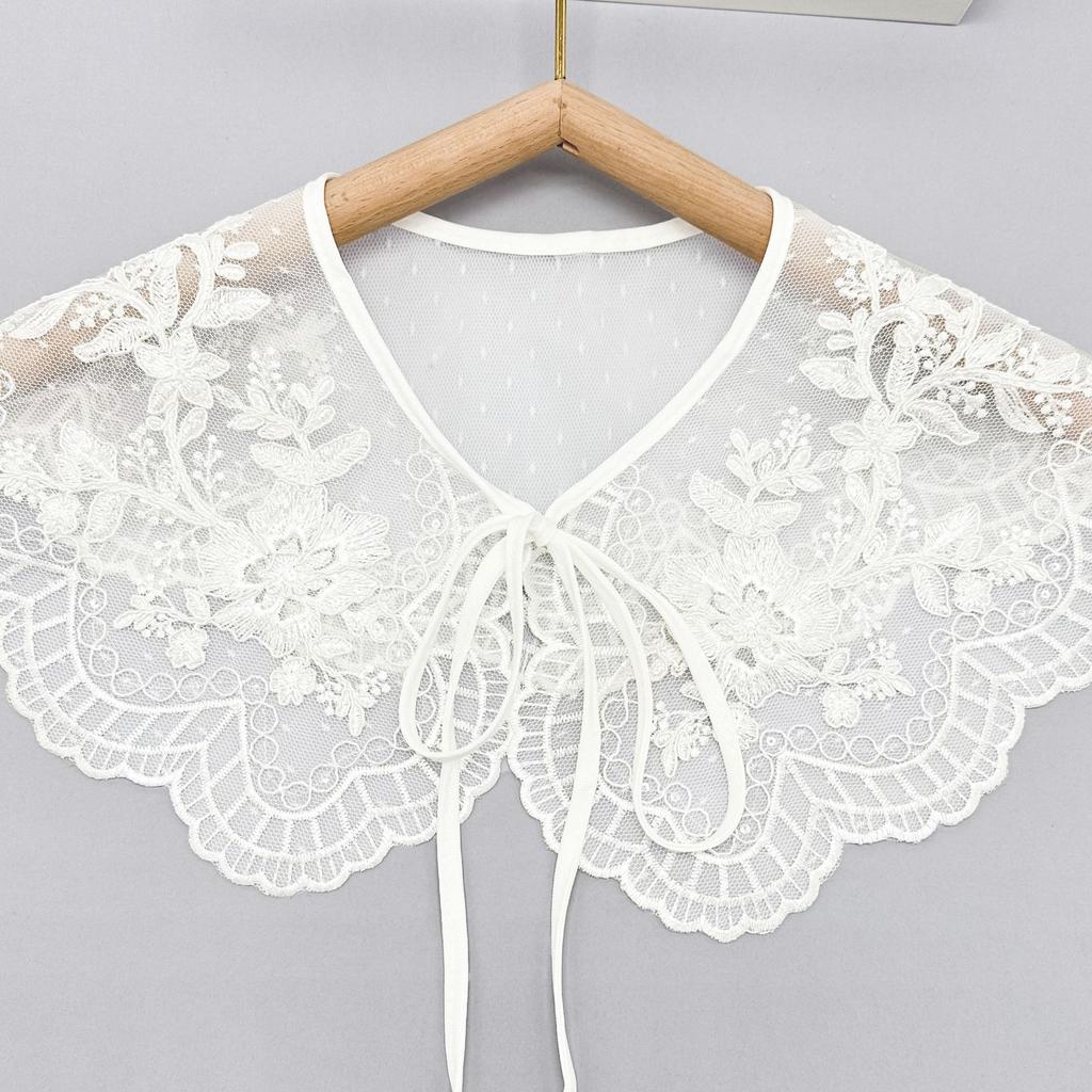 Embroidery Crochet Fake Collar Female Lace Mesh Thin Collar Outer Matching Skirt Decorative Collar