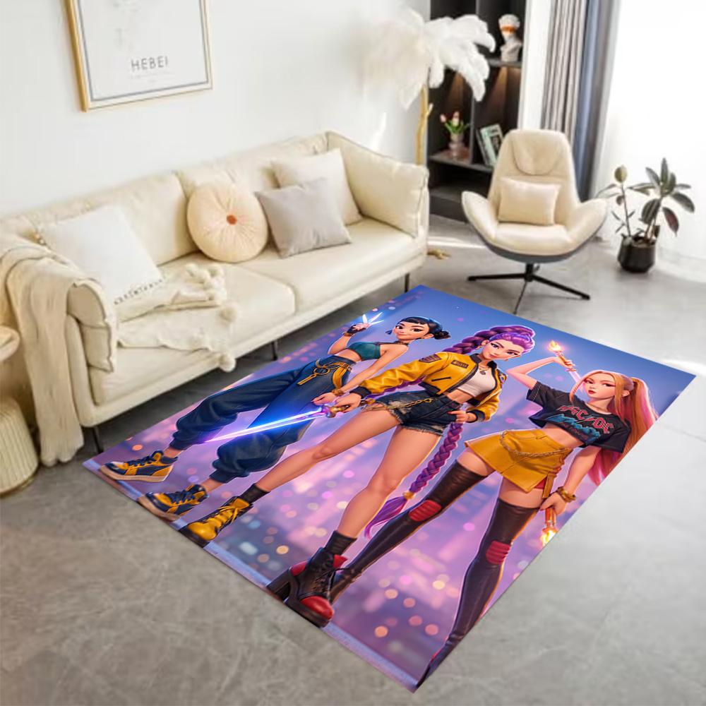 Neon Fashion Showdown Area Rug Design for Dining Room Game Room Playrooms Study room Anti-slip Rug Anime Office Decor