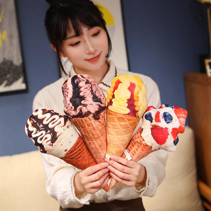 Cartoon Simulated Ice Cream Pillow Plush Toy Cute Ice Cream Cone Pillow Doll Shooting Prop Ornaments