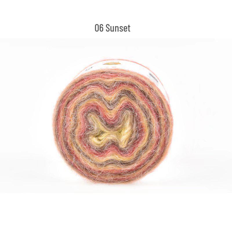 Пряжа из мохера ручной окраски с градиентным радужным переходом - Пушистая, мягкая и идеально подходит для вязания и DIY-проектов.