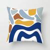 45x45 Cm Nordic Abstract Art Line Print Blue Cushion Cover Home Living Room Sofa Bedroom Bedside Decorative Pillow Cover
