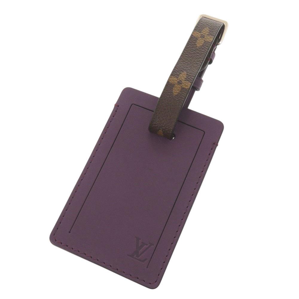 Б/У ОРИГИНАЛЬНЫЙ LOUIS VUITTON Бирка для имени Porte address Брелок KetchuKey Holder фиолетовый Кожа/Канва Monogram