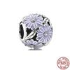New 925 Sterling Silver Four -Leaf Clover Purple Daisy &Lily Charm Beads Fit Original Fashion Bracelet Bangle Women Jewelry Gift