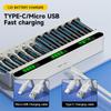 Charger and Battery Combo Kit 12 Slot Smart LCD USB/Type-C Hybrid 1.2V Battery Charger + 1.2V AA/AAA NiMH Rechargeable Battery