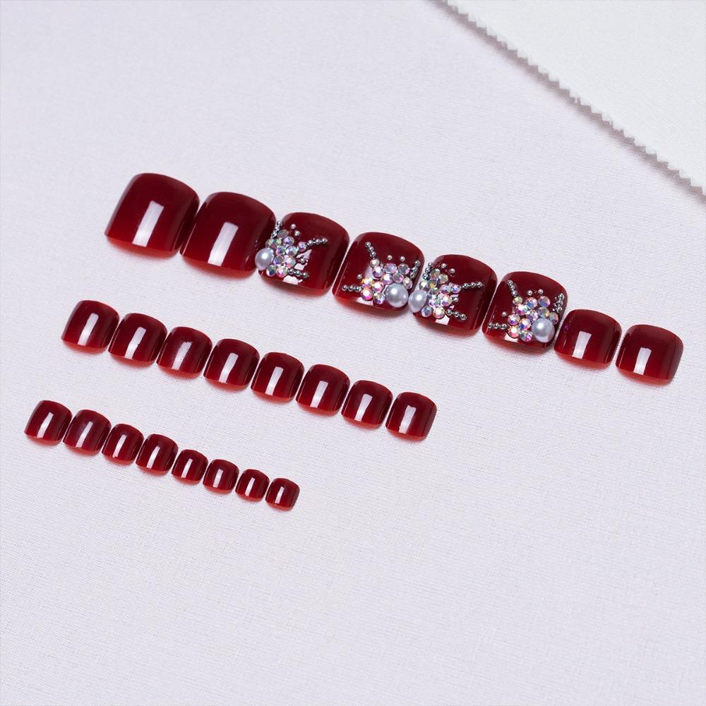 Short Length False Toe Nails Square Head Press On Nails Detachable Foot Nail Tips Girl