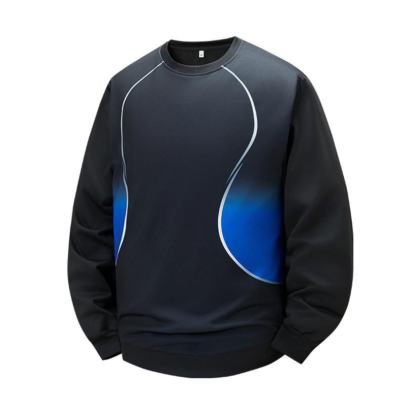 Mens Gradient Crewneck Sweatshirt Loose Fit Casual Long Sleeve Pullover Young Adults