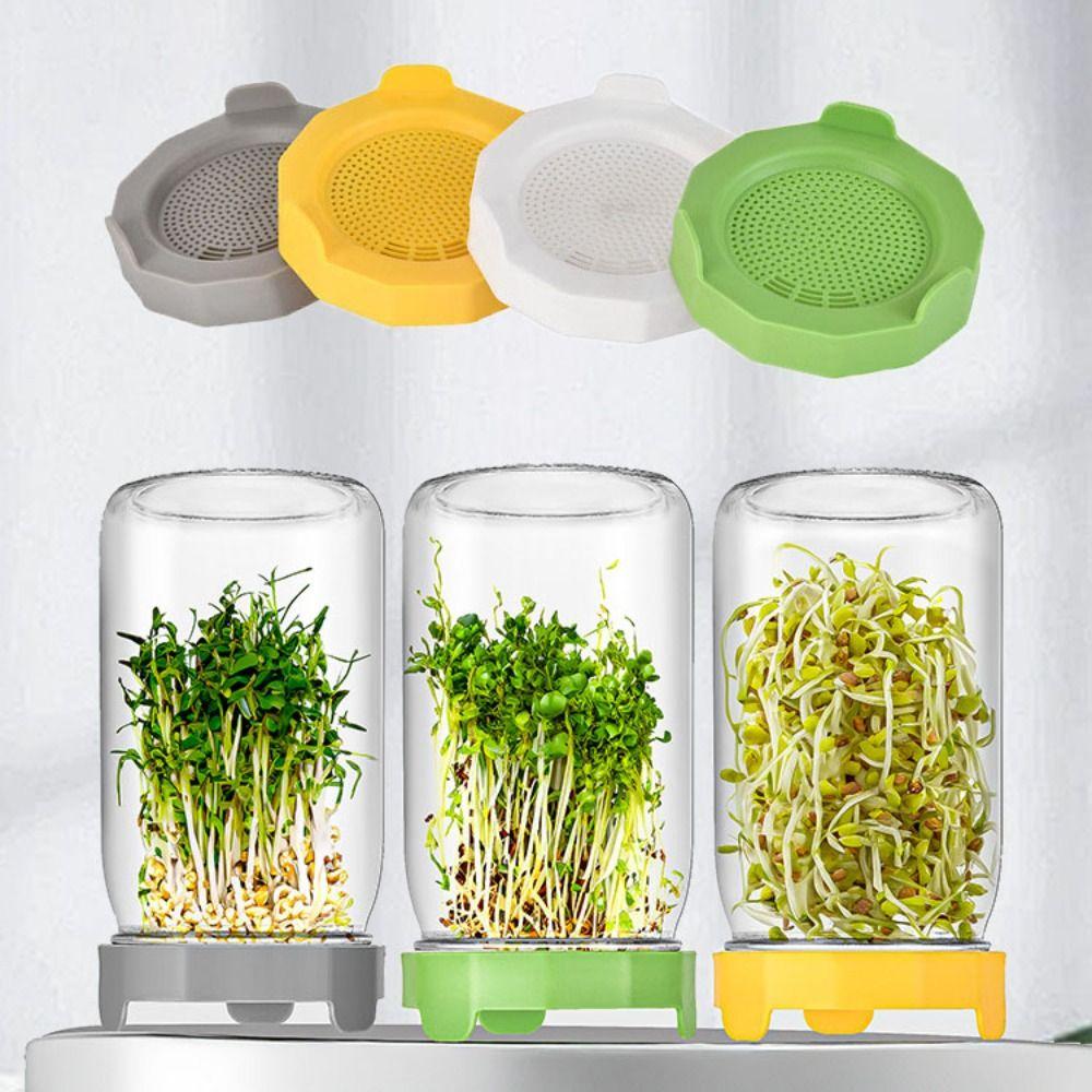 4pcs Plastic Mason Jar Sprouting Lid PP Strainer Lid Kitchen Gadgets Sprout Cover Wide-mouthed Jar