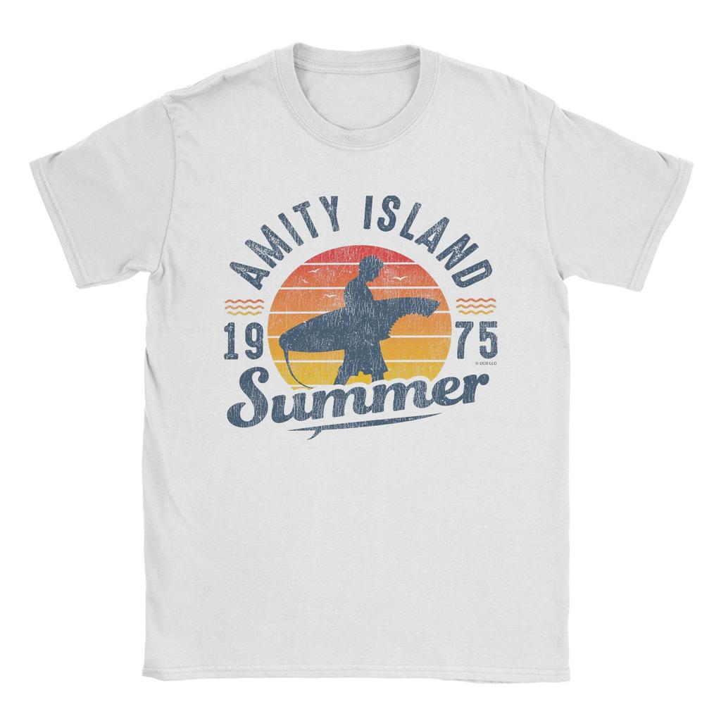Unisex Amity Island Summer 0f 75 Jaws T Shirts 100 Cotton Clothes Casual Short Sleeve Round Neck Tee Shirt Classic TShirt