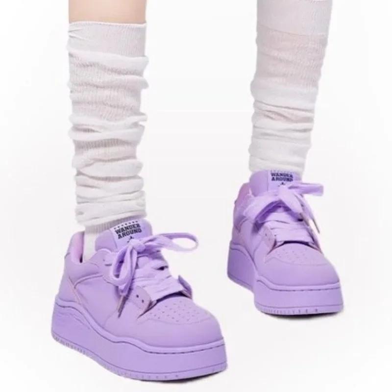 Мода 2024 года. Новые туфли для женщин. Женская обувь на шнуровке. Вулканизированная обувь на весну и осень. Дышащая, прочная, повседневная, удобная спортивная обувь на платформе.