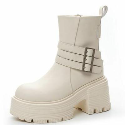 Модные 9 см микрофибра натуральная кожа платформа танкетка модные осенние зимние британские сапоги ZIP женские сапоги ботильоны весна колено высокие туфли