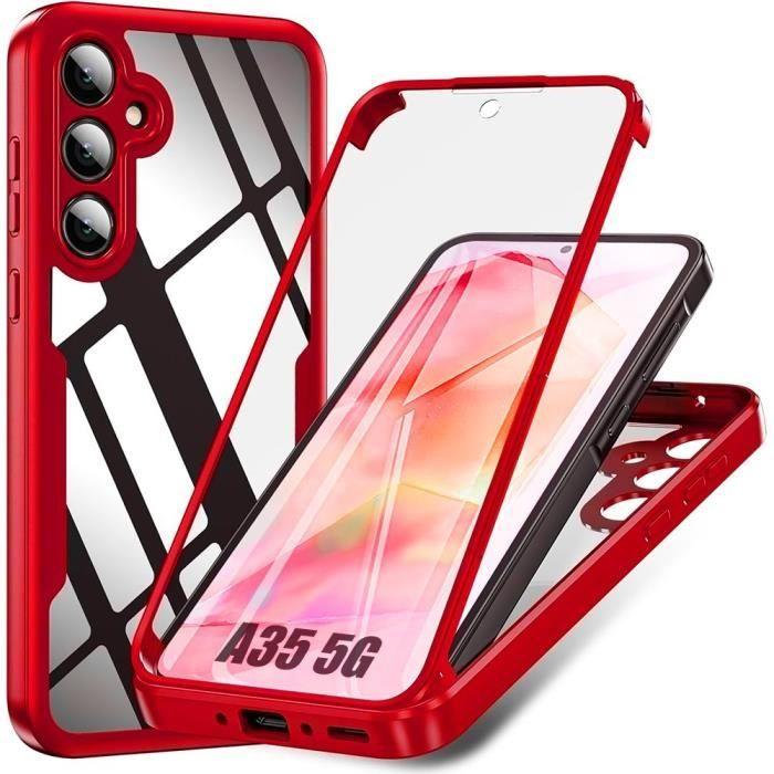 Coque Intégrale - BOOLING - pour Samsung Galaxy A35 5G - Protection Antichoc 360° - Rouge - TPU et PC Rigide