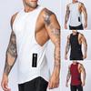 Men Summer Casual Vest O-Neck Sleeveless Letter Decoration Tank Tops Solid Color Fitness Tops with Wide Shoulder
