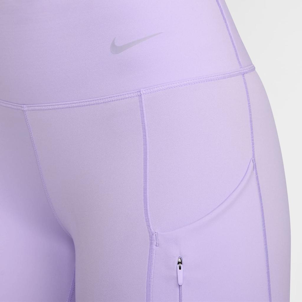 Nike High-Waisted Slim Fit Solid Color Leggings Women Leggings Lilac Black DQ5672-512