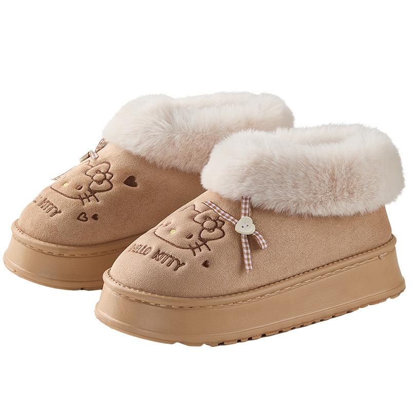 Genuine HelloKitty cotton slippers women's indoor thermal heightening cotton shoes can be worn outside fashionable versatile shoes