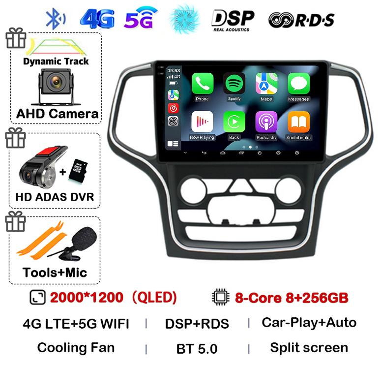 Android 14 беспроводной Carplay Auto 4G+WIFI для Jeep Grand Cherokee WK2 2014-2017 навигация GPS автомобильный радиоприемник мультимедиа видеоплеер