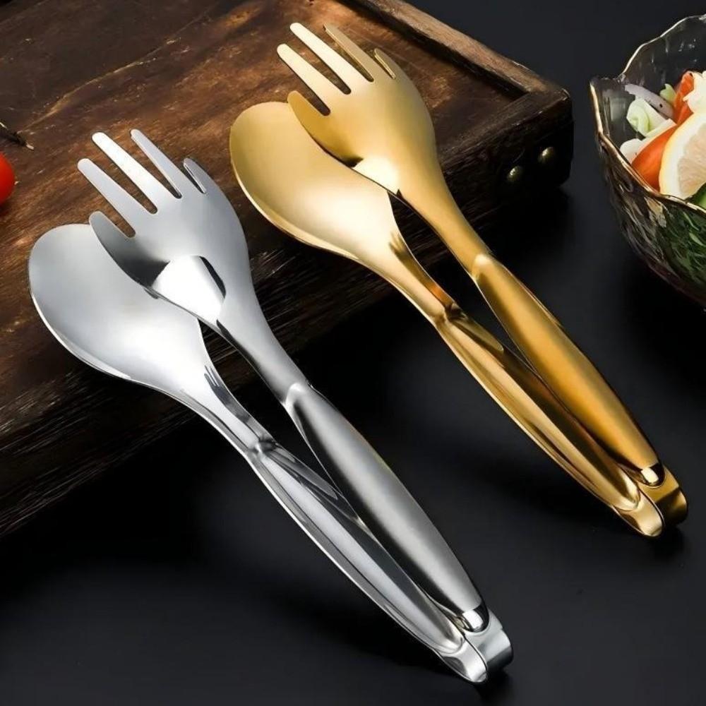 Non-Slip Stainless Steel Salad Tongs Multi-function Barbecue Tongs Food Tongs  Camping