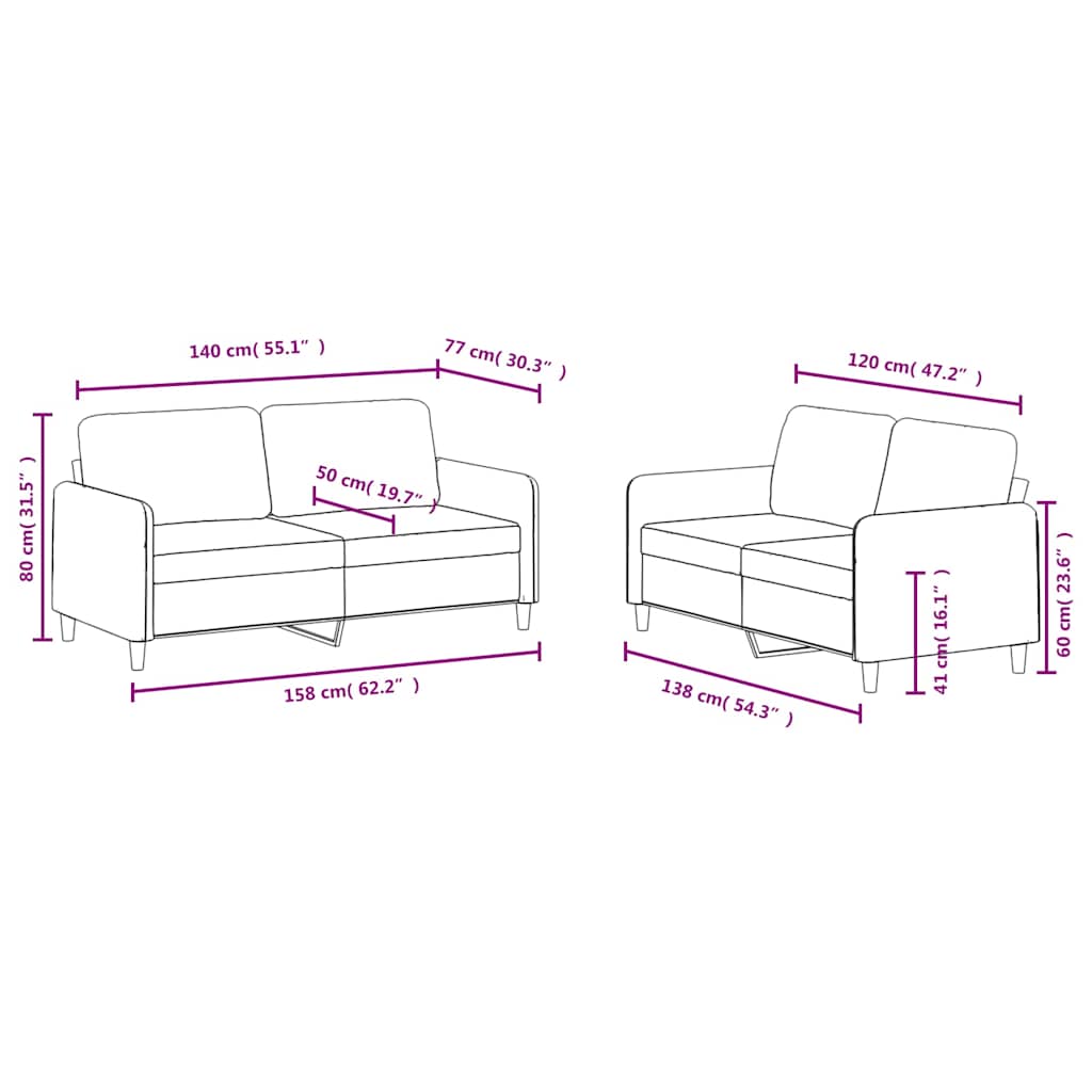 2 Piece Yellow Velvet Sofa Set