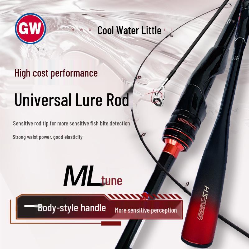 Guangwei Hao Shui Gen 2 Carbon ML Fast Action Freshwater Lure Rod with Long Cast Gun/Straight Handle for Bass Asp.